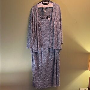 Alex Evenings Silver Lace Dress with Jacket